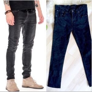 NUDIE JEANS Skinny Slim Denim Tape Ted Black 34x32